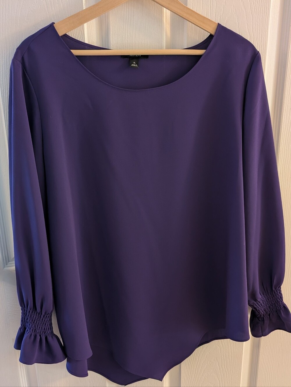 Purple Blouse with Shirred Cuffs